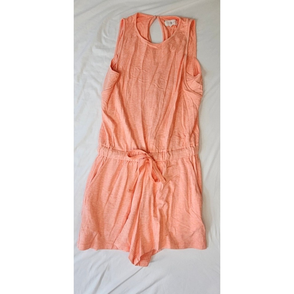 Lou & Grey Coral Heathered Knit Sleeveless Romper XS Drawstring Waist Pockets
